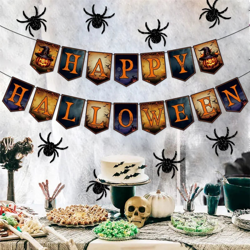 Halloween Decorations Banners Wall Stickers Spider Pendants Hanging Decorations Horror