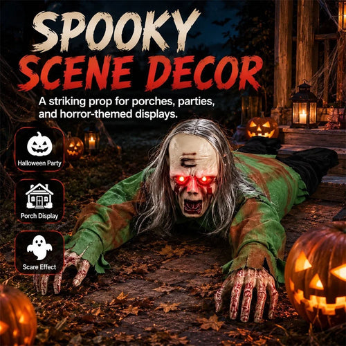 Halloween Crawling Zombie Scary Haunted House Decor Prop Motion Sensor Activated Sound Light Effects Horror Scene Setup