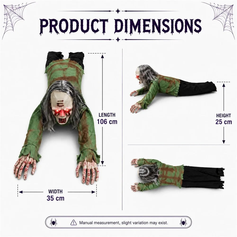 Halloween Crawling Zombie Scary Haunted House Decor Prop Motion Sensor Activated Sound Light Effects Horror Scene Setup