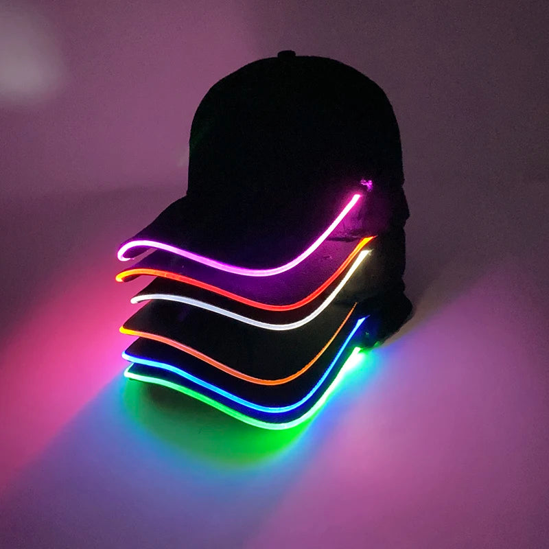 Halloween LED Light Up Baseball Hat Flashing Glow Rave Party Cap Luminous Hat for Women Men Hip-hop Club Festival Supplies
