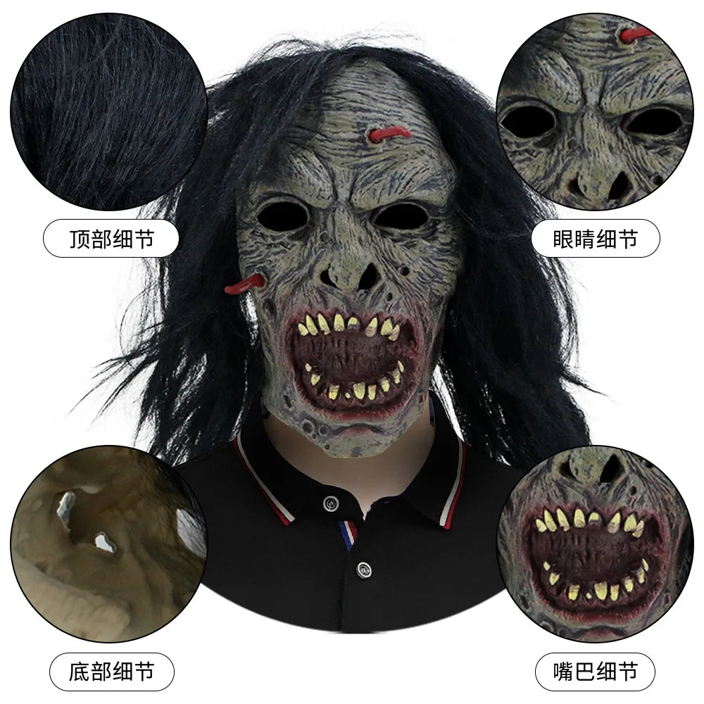 Halloween Mask, Scary Cosplay Party Mask for Adults, Realistic Creepy Horror Mask for Cosplay