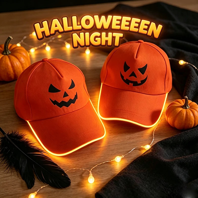 Halloween LED Light Up Baseball Hat Flashing Glow Rave Party Cap Luminous Hat for Women Men Hip-hop Club Festival Supplies