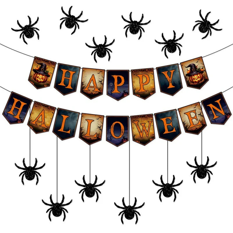 Halloween Decorations Banners Wall Stickers Spider Pendants Hanging Decorations Horror