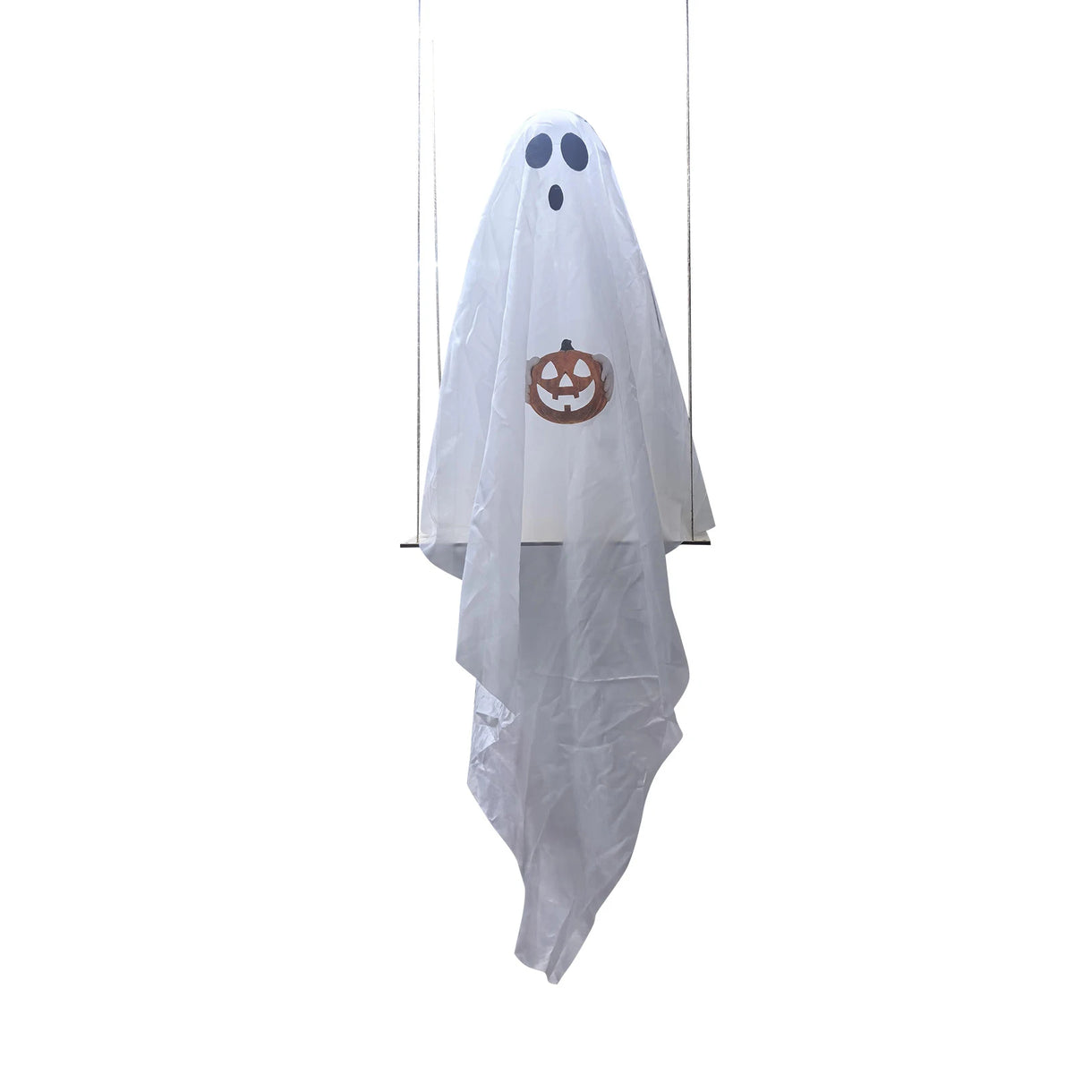 Halloween Ghost Holding Pumpkin Swing Ornament Hanging Swing Ghost Decorations Lighted Trick or Treat Ghosts Hanging Door Decor