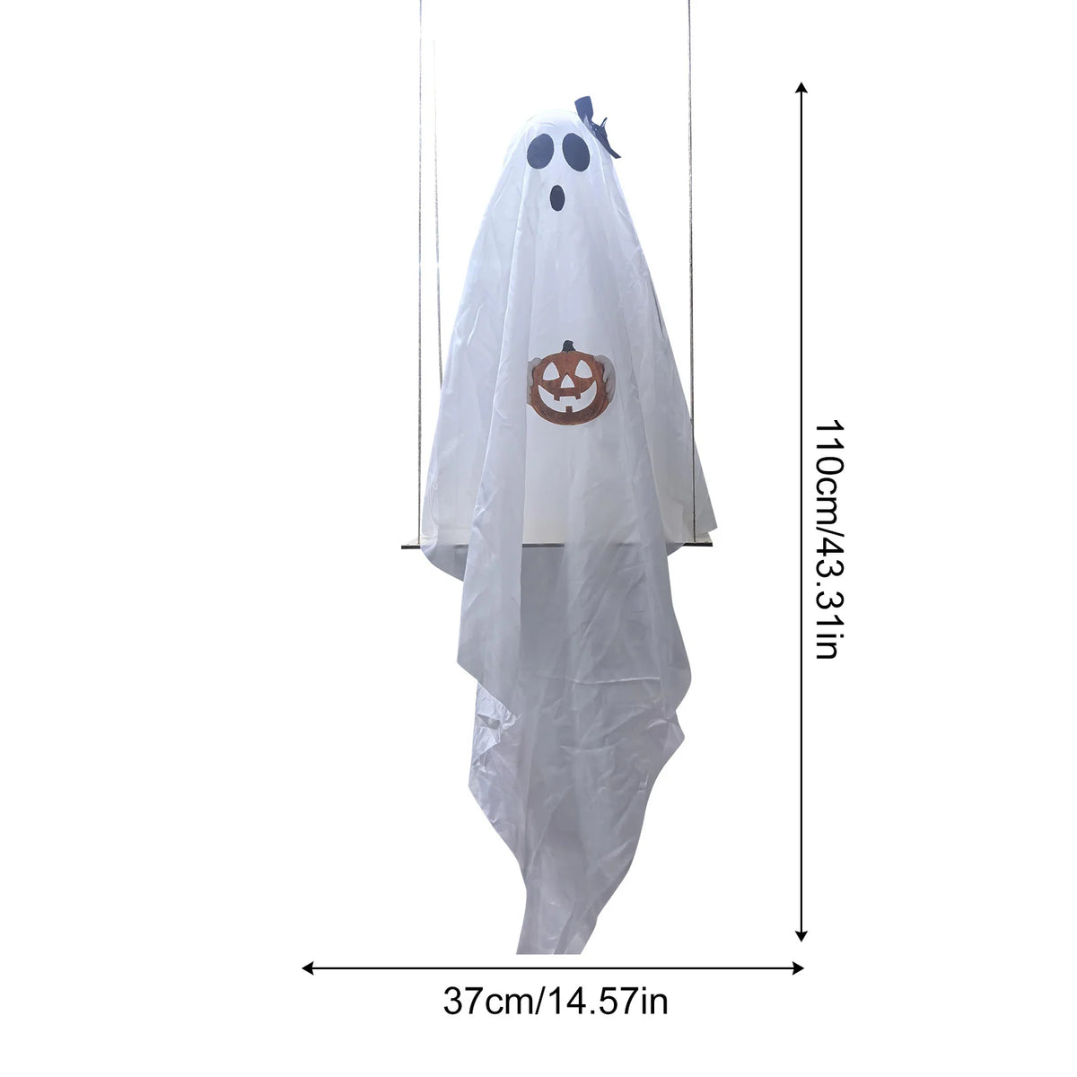 Halloween Ghost Holding Pumpkin Swing Ornament Hanging Swing Ghost Decorations Lighted Trick or Treat Ghosts Hanging Door Decor